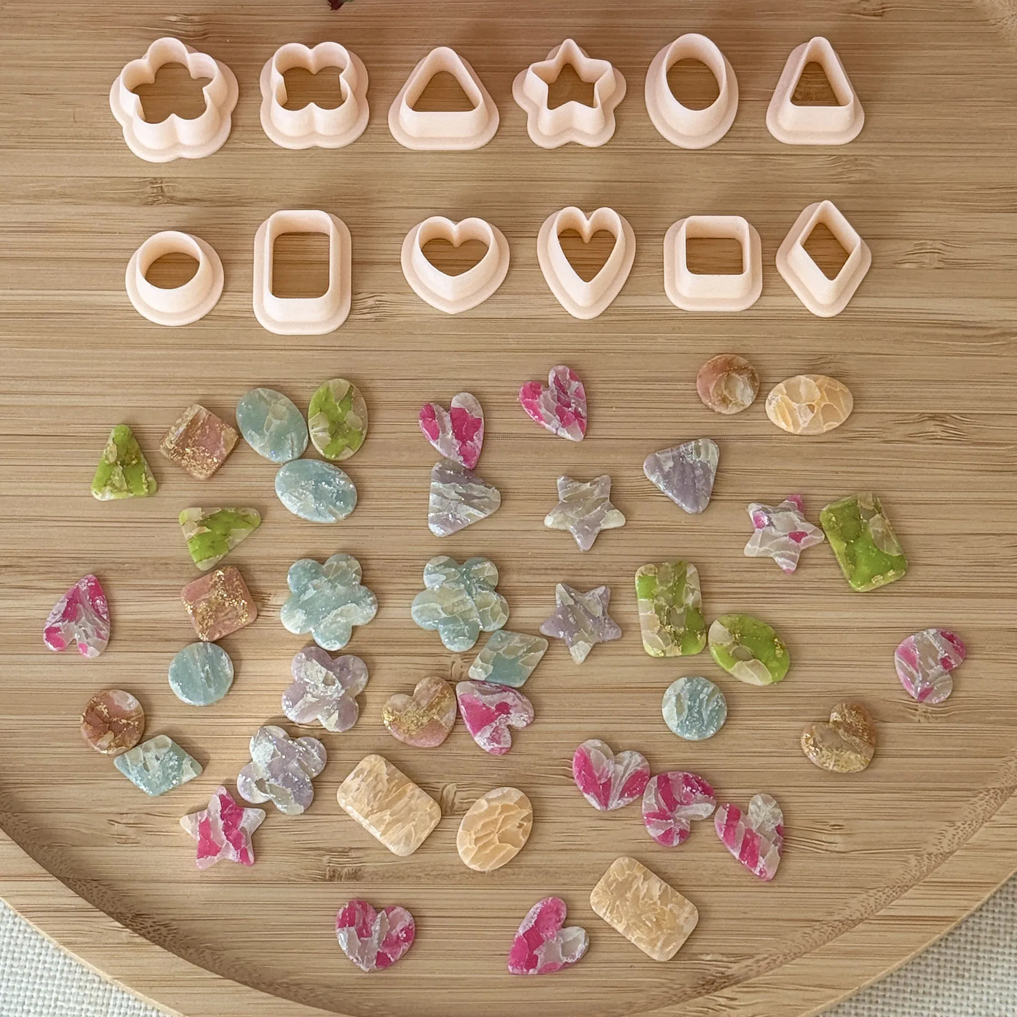 12Pcs/Set Simple geometric patterns Shaped Polymer Clay Cutters Circle/Square/Triangle/Rectangle/Pentagram/Heart For DIY Earring