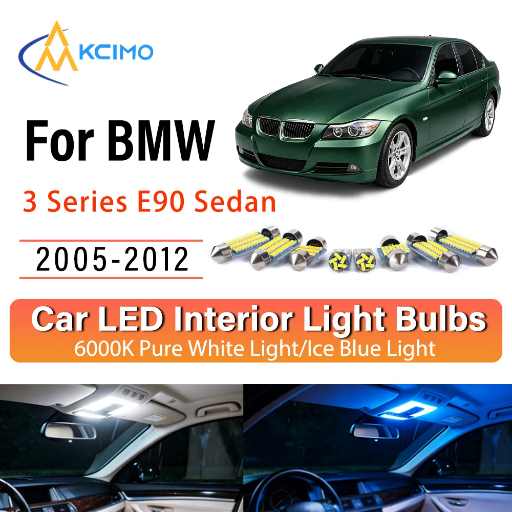 LED Interior Lights For BMW 3 Series E90 Sedan 2005-2012 Premium Cozy, Blue Light, White Light Kit Quick Setup Long Lasting