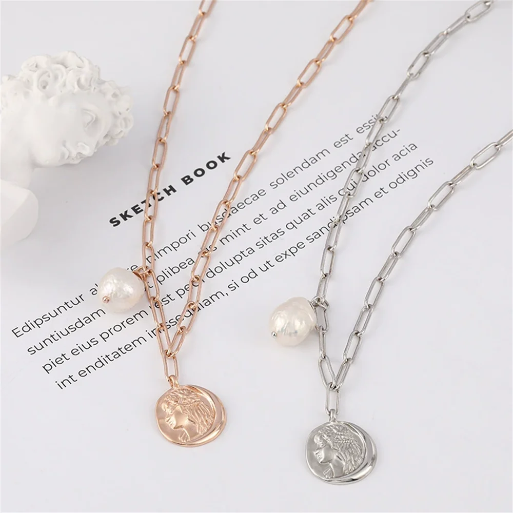 

Korean S925 Silver Necklace, Stylish Baroque Pearl Pendant, Short Women's Collarbone Chain Jewelry