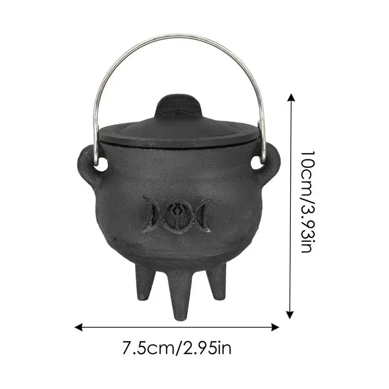 ハロウィーンのための多目的の黒い大判,創造的な鉄の鍋,ふたとハンドル付きのバケツ,お祭りの魔女,キャンディーボウル