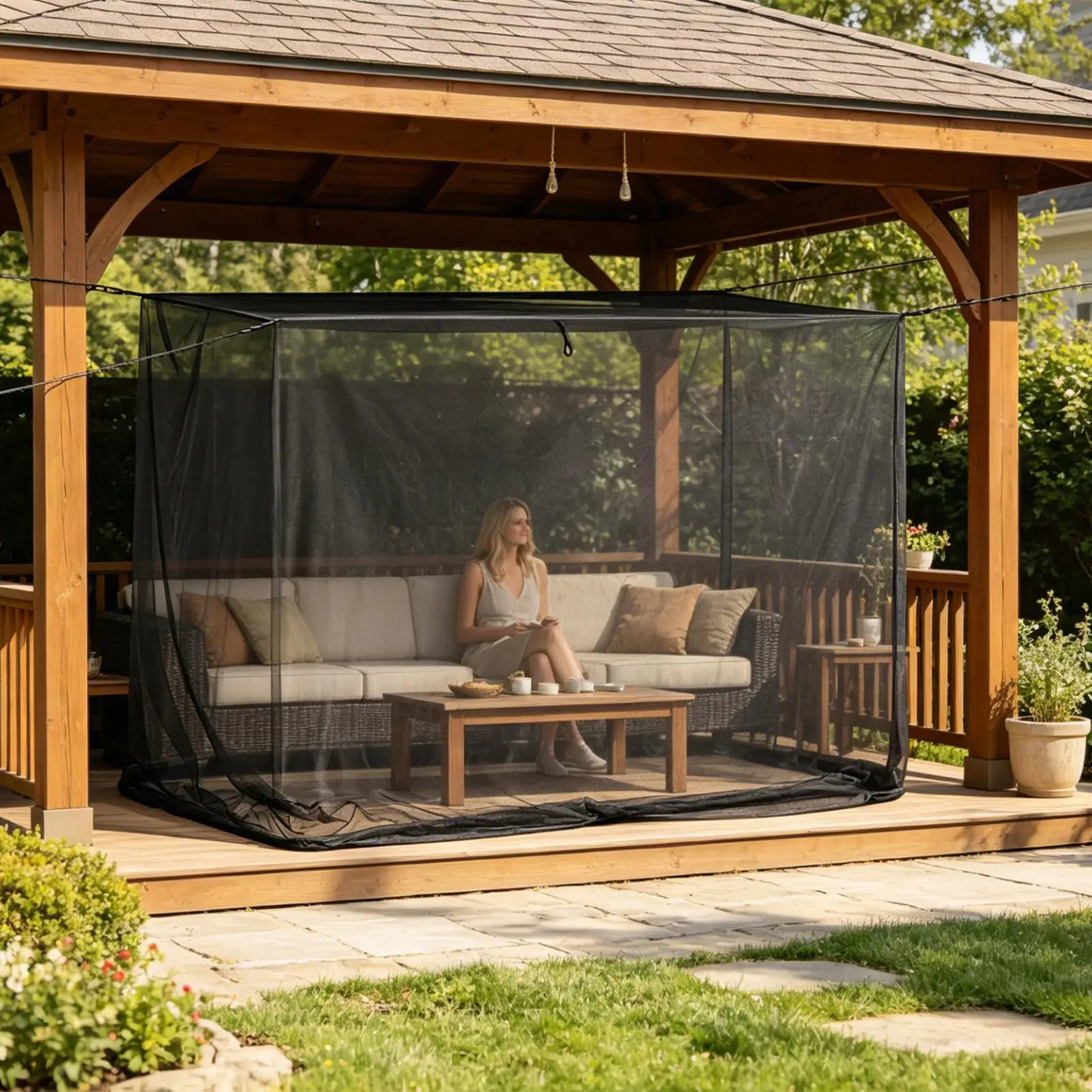 

Fly Netting For Patio Rectangular Foldable Portable Summer Bed Canopy Drapes For Hiking Camping Travel Patio Terrace Backyard