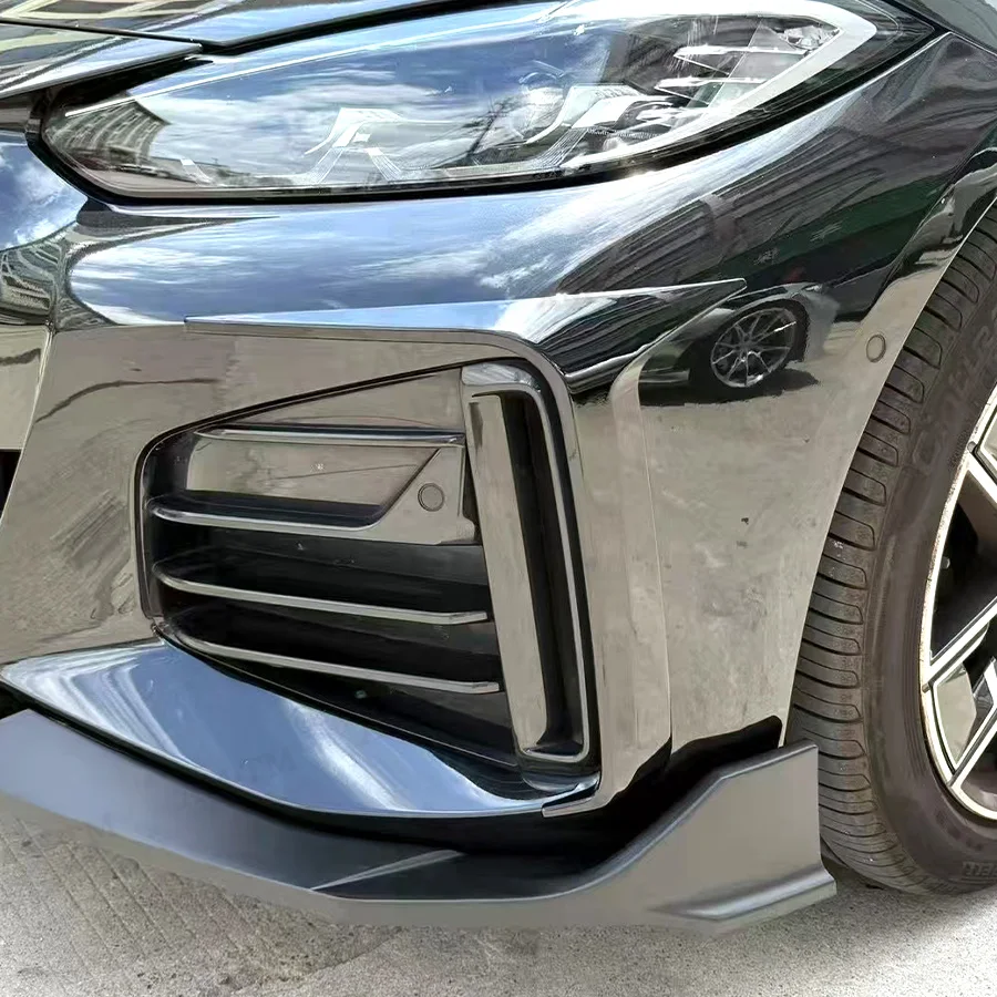 ABS Front Bumper Side Splitters for BMW 4 Series G26 Sedan 2021+ Bright Black Fog Light Trims Canards VTEN Style Auto Decoration