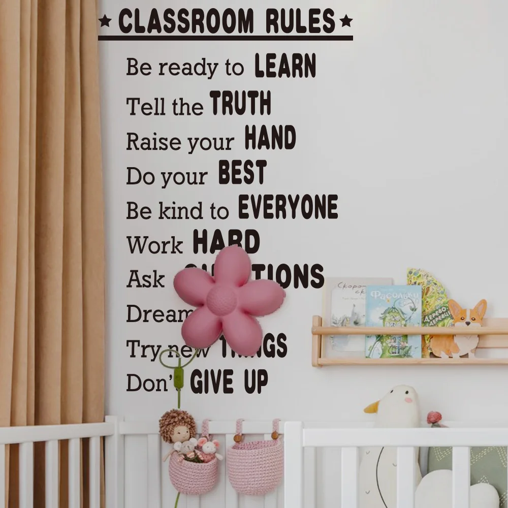 3D colorful classroom rules wall sticker for school self adhesive classroom quote wall decal