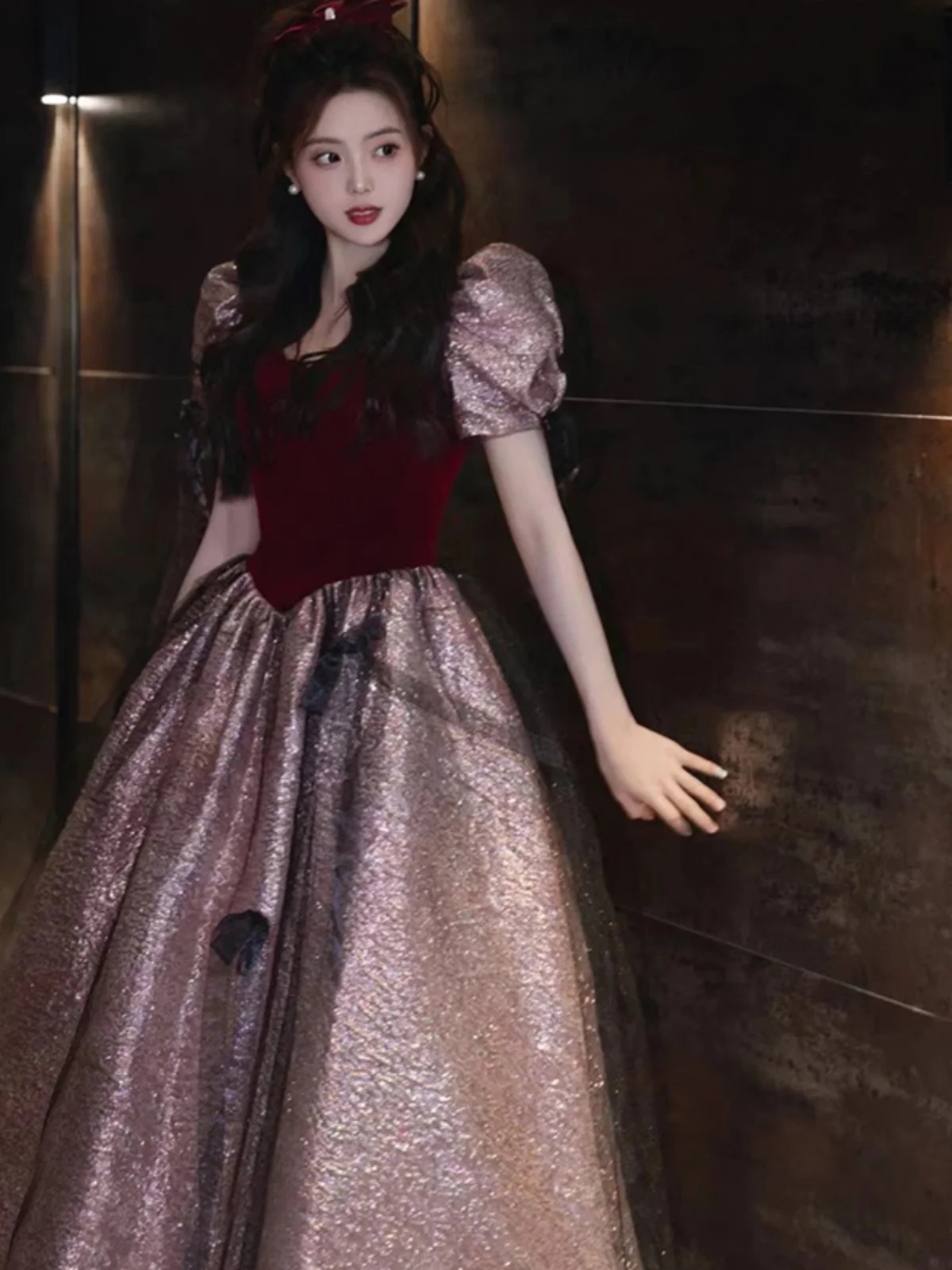 

Ele Red Evening Gown Women's High-End Luxury Birthday Wedding Dr Adult Princ Escape Ceremony Celebration Par