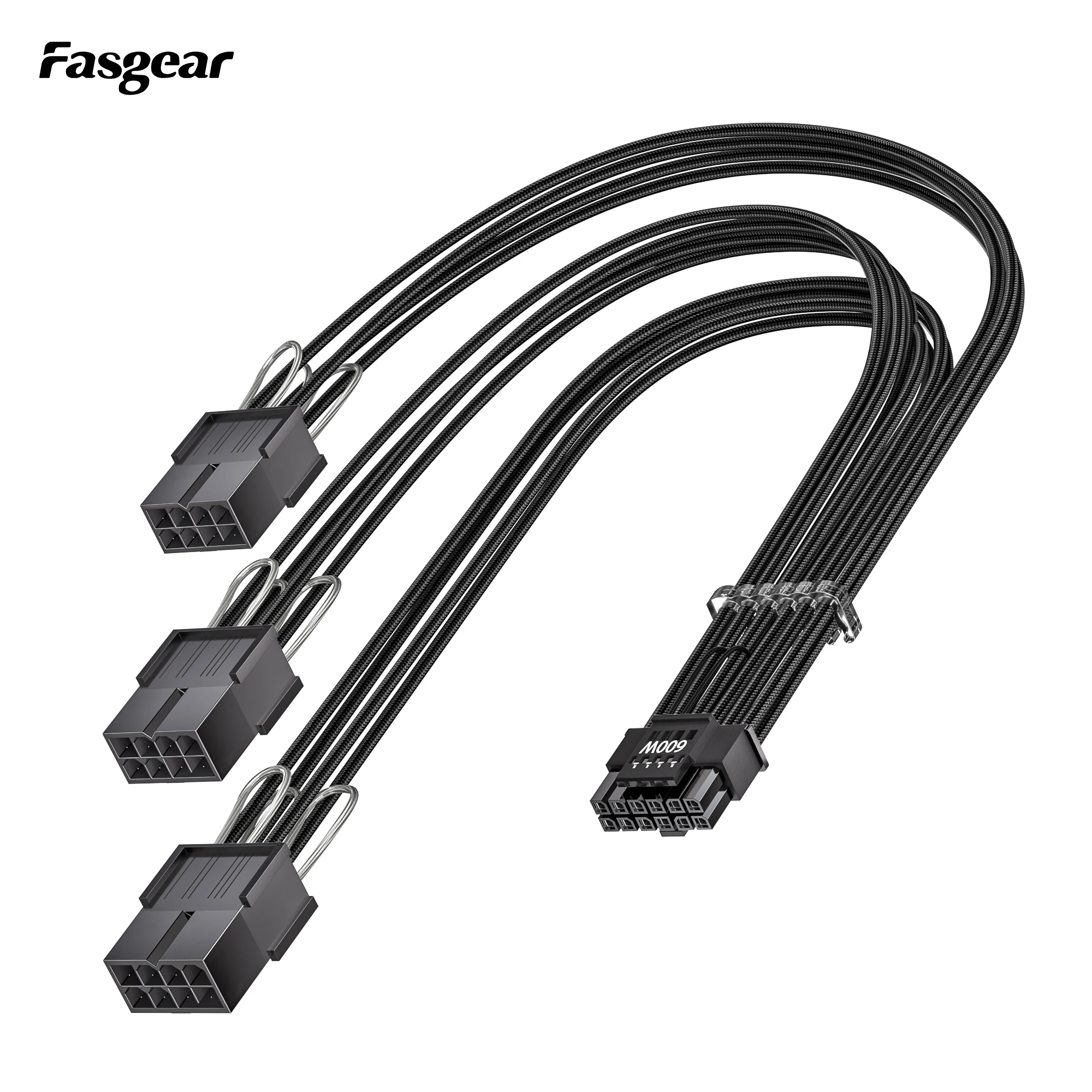 Fasgear PCI-e 5.0 Extension Cable 1ft 12VHPWR Male to PCIE Female Sleeved Extension Cable Compatible RTX 3090Ti and 4000 Series