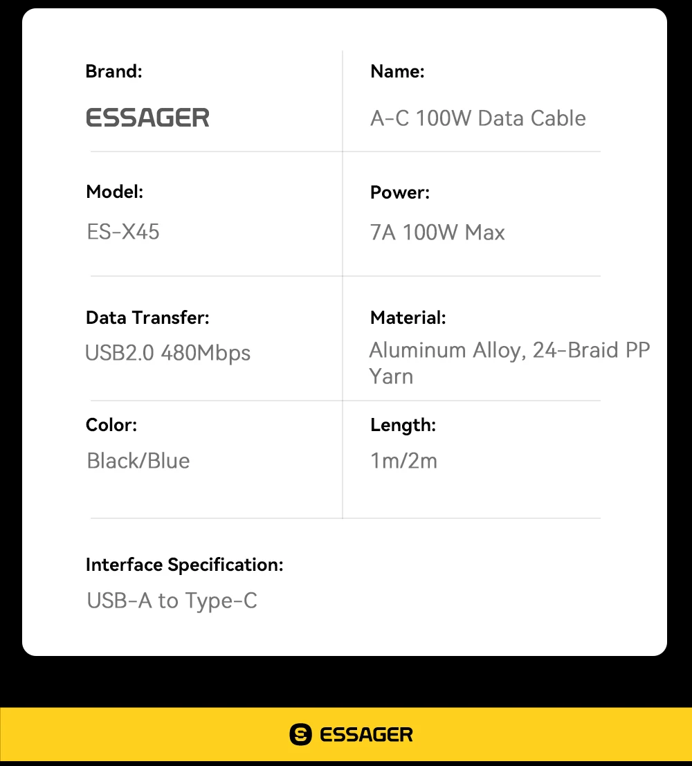 Essager 7A USB Typ C Kabel für Realme Huawei P40 Pro 100W Schnellladekabel USB-C Ladegerät Datenkabel für Samsung Xiaomi Poco F3 – Detail 17