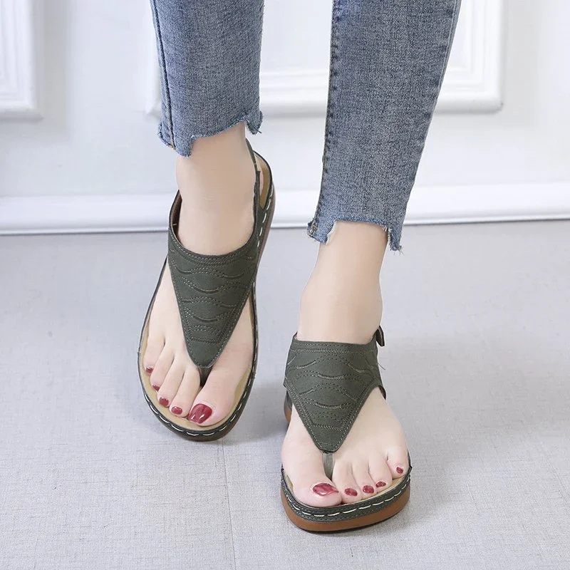 Sommer Oxford Frauen Sandalen Wohnungen Hausschuhe Pu Leder Flip-Flops Gürtel Schnalle Weibliche Schuhe 2025, Neue Rom Mode Frauen Rutschen – Detail 16