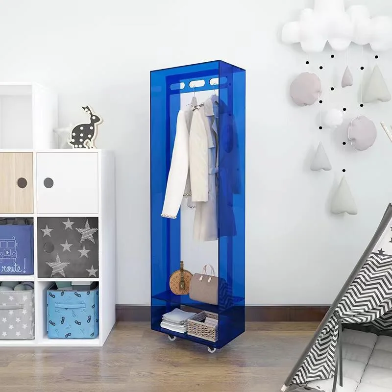 

Nordic light luxury simple acrylic bedroom home Internet celebrity simple clothes storage rack with wheels