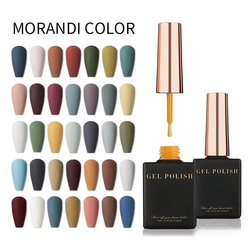 New Morandi 36 Colors Gel Polish Set Nail Kit Professional Uv Led Gel Easily Soak Non Toxic Breathable Nail Polish