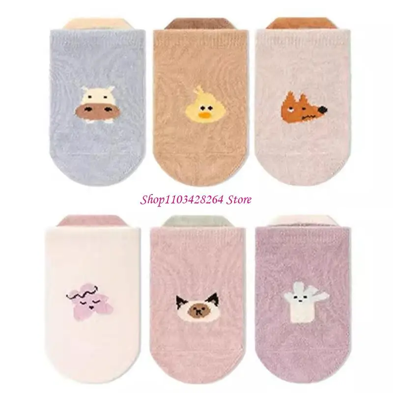 

1 Pair Cartoon Print Baby Socks Nonslip Soft Fabric Socks for Girls and Boys