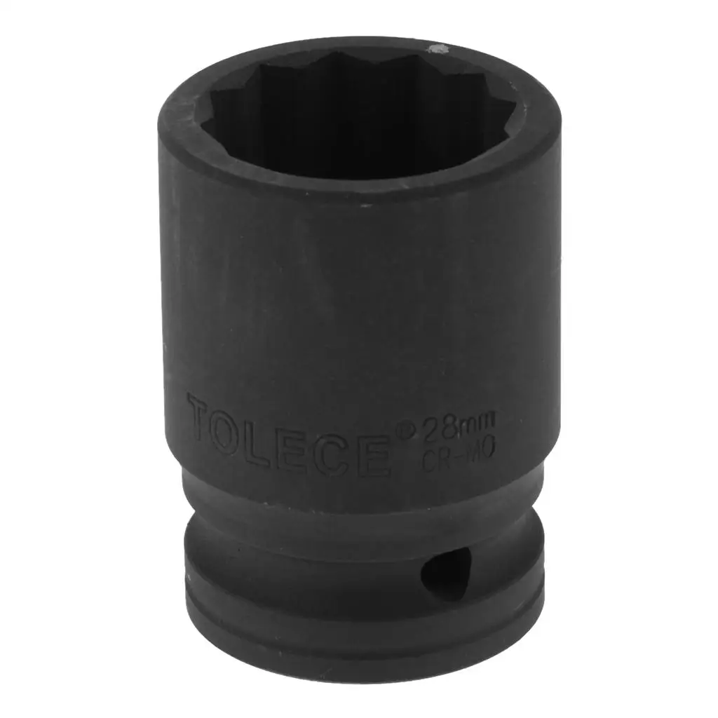 3/4 Inch Drive Impact Socket 28mm, 12 Ponits, Cr-v Alloy Steel, Standard SAE