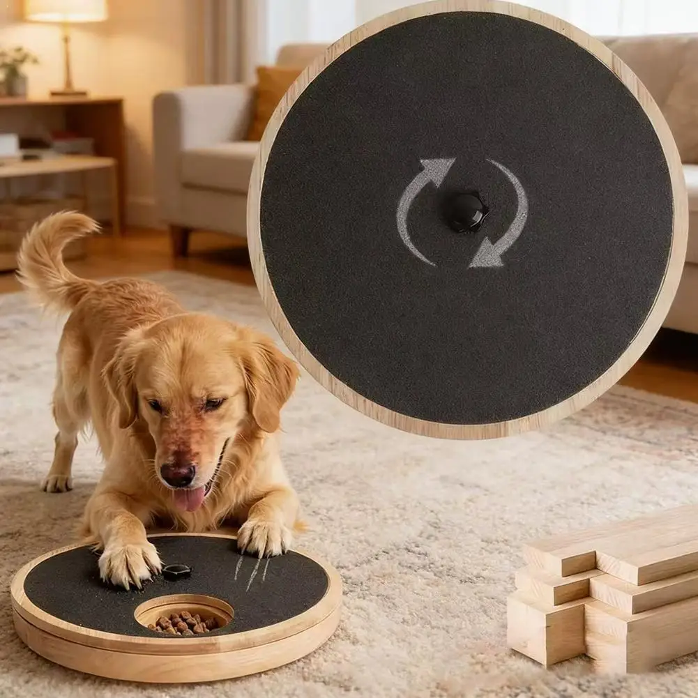 3-in-1-dog-scratch-board-toy-rotating-nail-file-food-feeder-rubber-wood-dog-scratching-pad-with-anti-slip-suction-cups