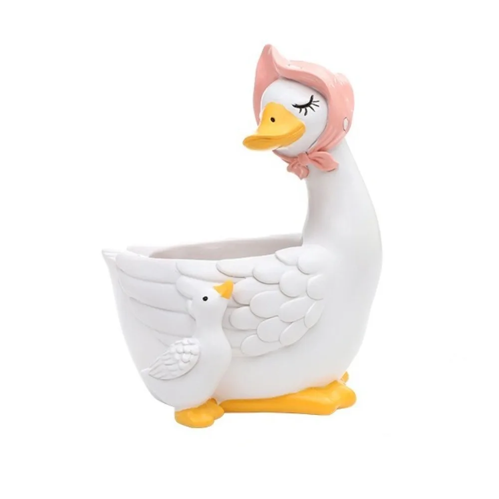 Cartoon Adorable Goose Planters Drainage Hole Resin Animal Flower Pot Multipurpose Cute Succulent Bonsai Pot Indoor Table
