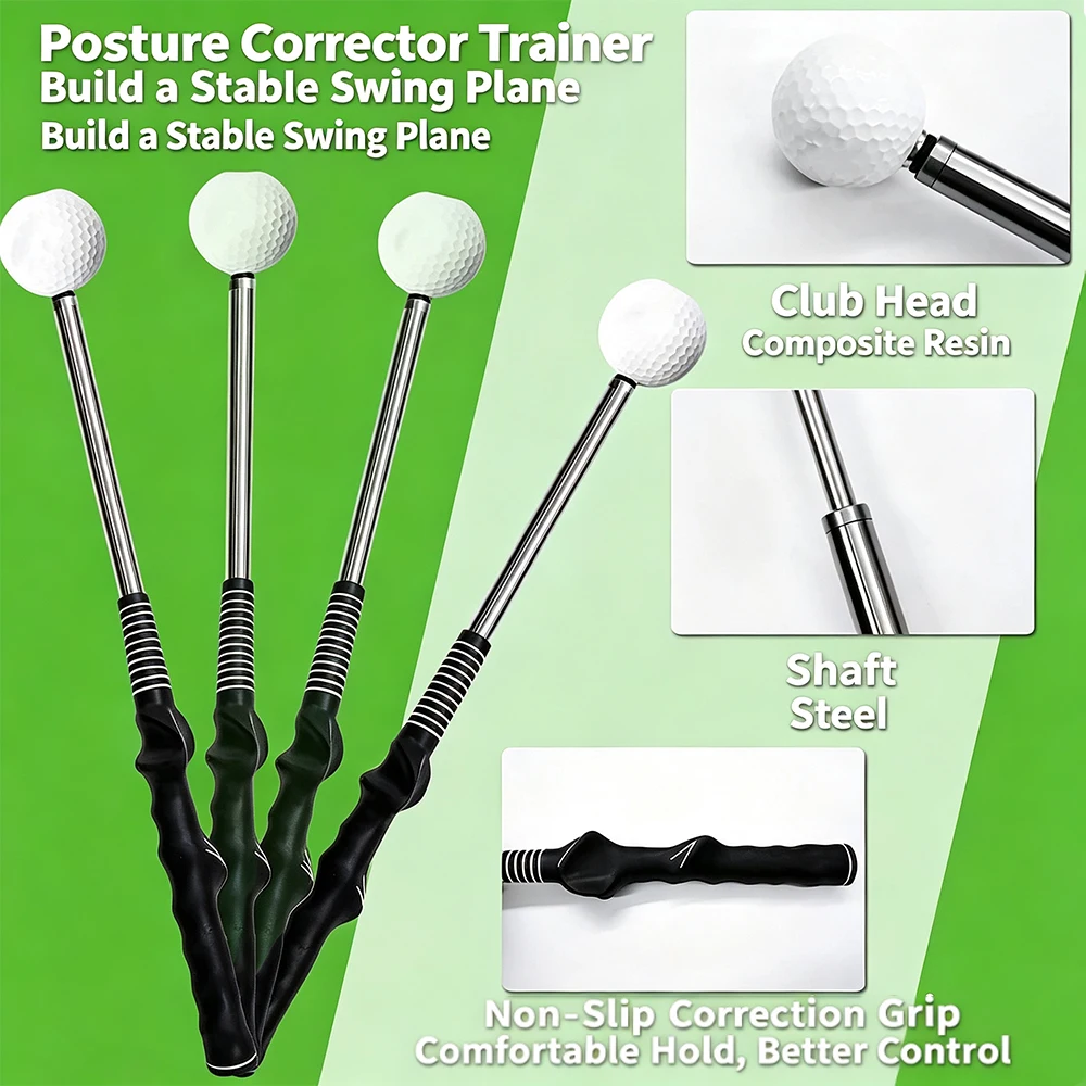 Telescopic Golf Swing Training Stick with Feedback Training Aid for Adults Beginners Indoor Outdoor Golf Practice Tool