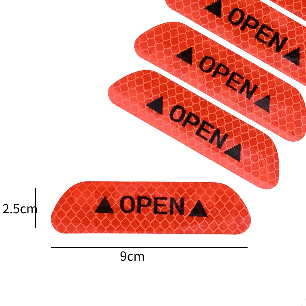 8PCS/set Car Door Stickers Universal Safety Warning Mark OPEN High Reflective Tape Auto Driving  Reflective Tape Warning Tape