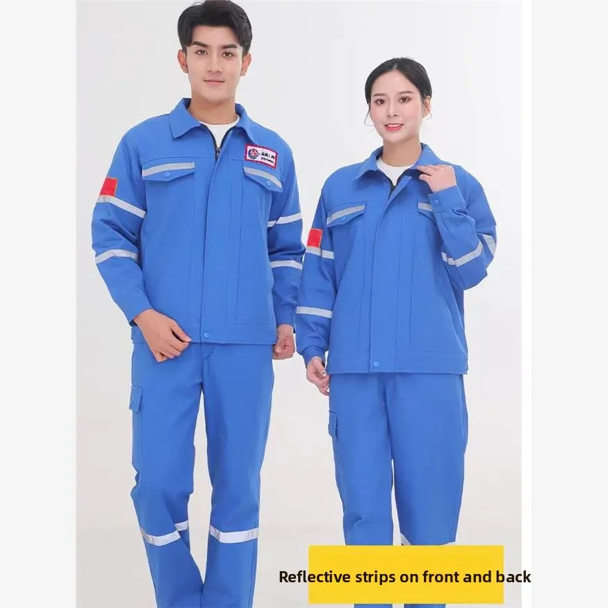 

Thiened Pure Cotton Welding Work orm Men's Spring Autumn Wear Resistant Anti-Heat Labor Protection Suit for Bo...