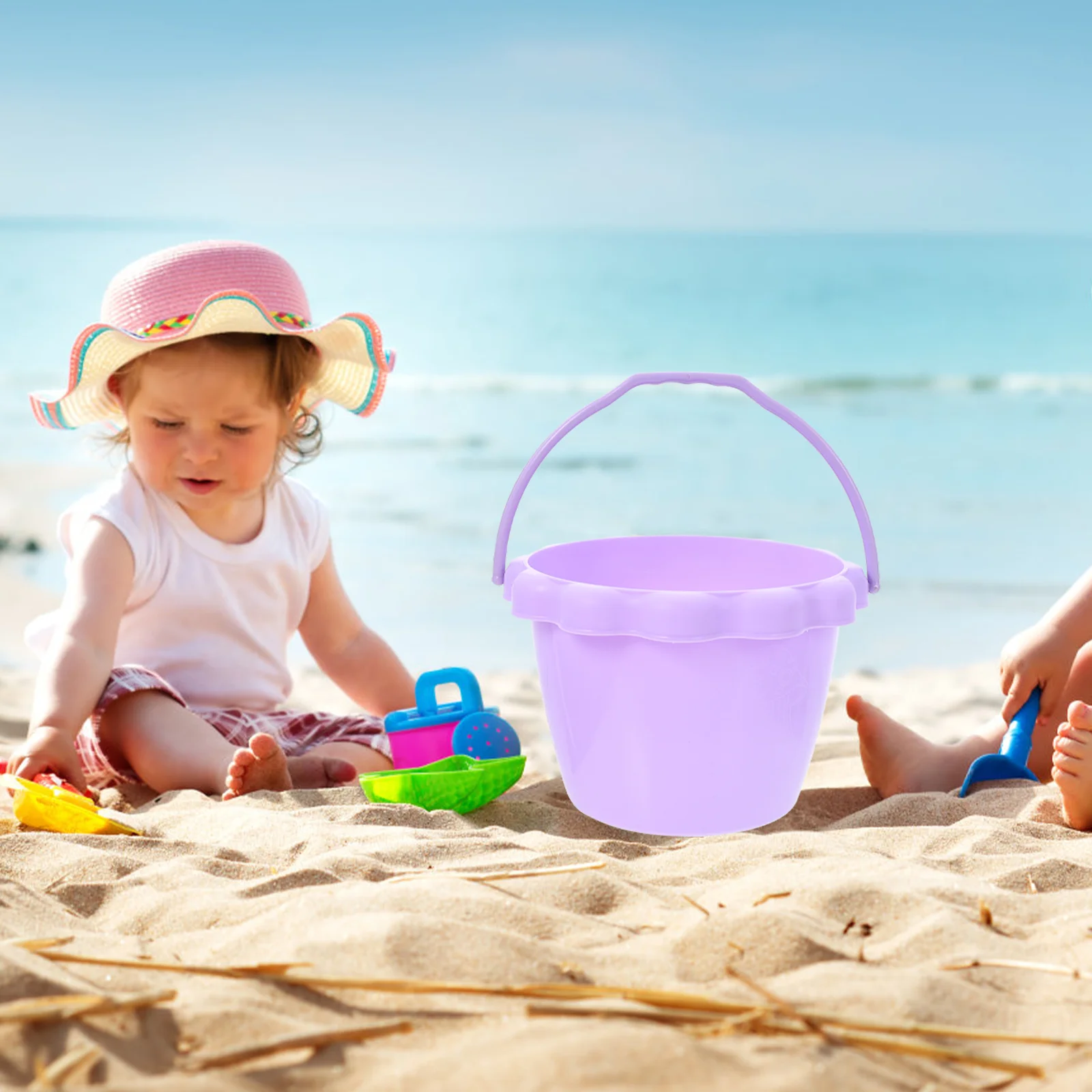 5 Pcs Toy Beach Bucket Portable Sand Buckets Holders Kids Toys Model Fishing Plastic Baby Camping