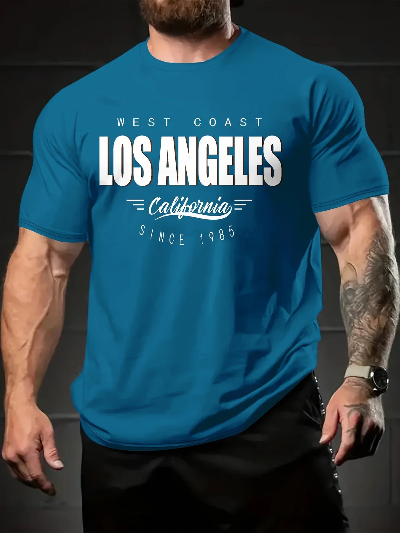 

LOS ANGELES MONOGRAPH CREW NECK SHORT SLEEVE T-SHIRT - Soft, breathable, perfect for summer vacations and everyday wear.