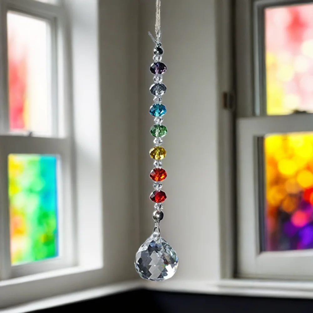 1PCS 20mm Crystal Suncatcher Ball Prism Chakra Rondelle Beads Pendant Rainbow Maker Hanging Home Garden Decoration