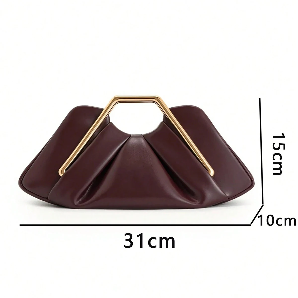 Women's PU Leather Pleated Going Out Clutch Bag Top Handle Evening Bag Party Wedding Bridesmaid Geometric Metal Handle Handbag