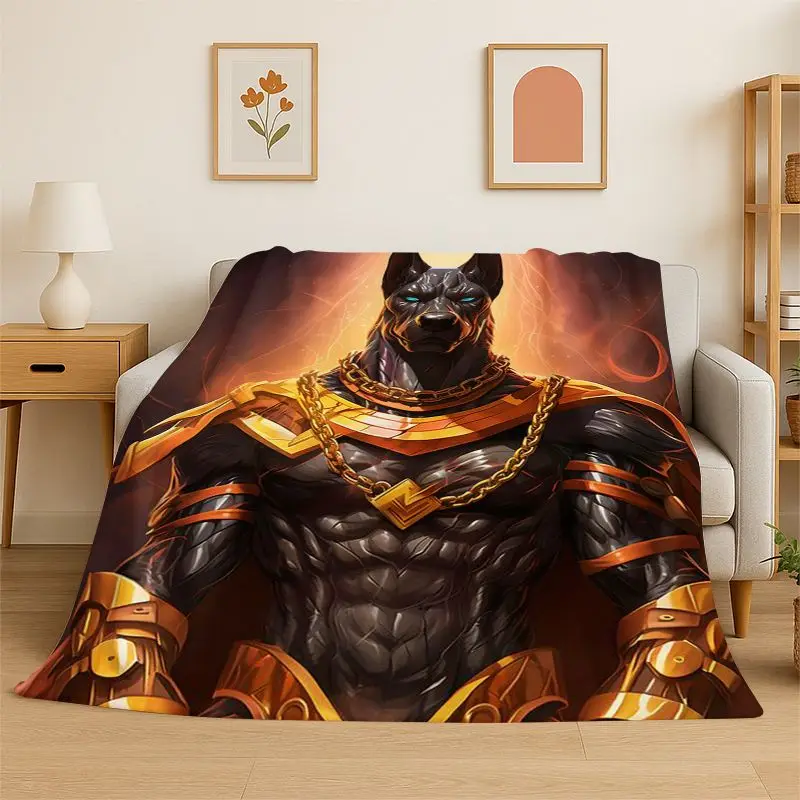 Retro Anubis Pharaoh Egyptian Gods Flannel Blanket Soft Throw Blanket for Bedroom Living Room Bed Travel Camping Picnic Cover