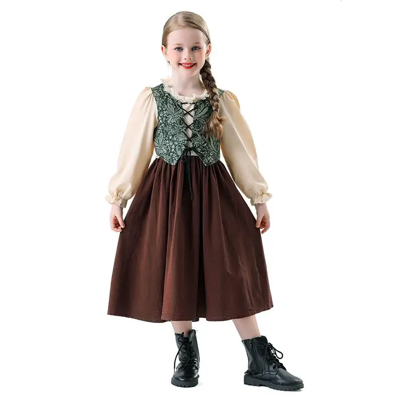 Traditional Retro Children's Dr for Art Performance Cultural Festival Girl's Costume Stage Performance Outfit Vintage Kids...