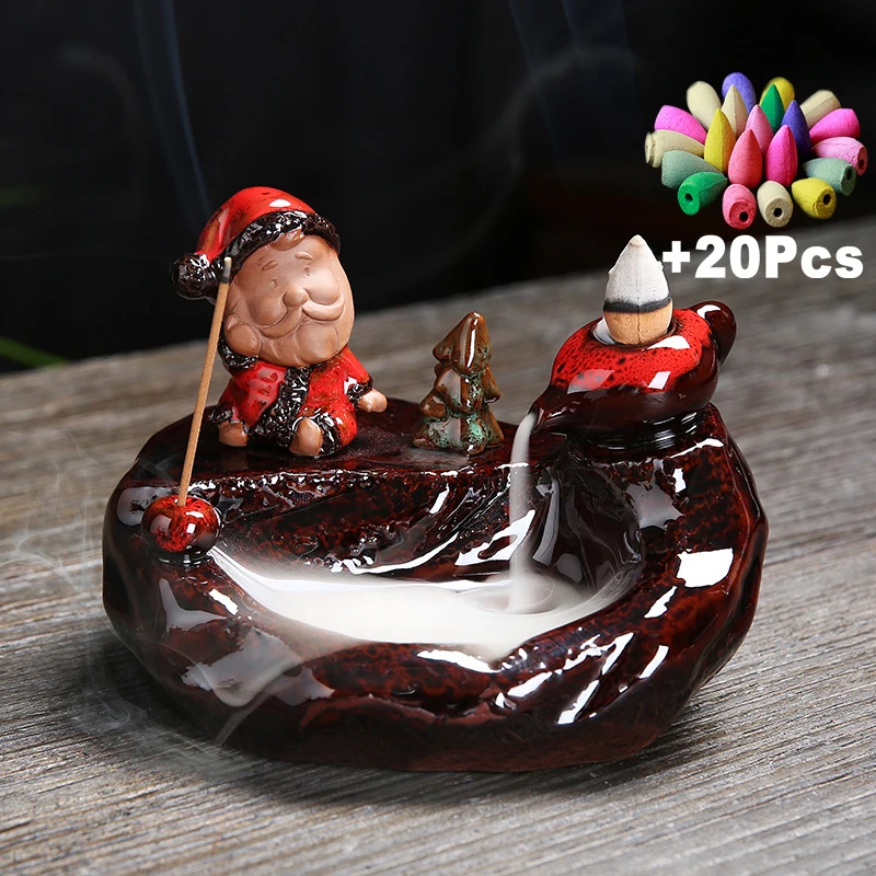 Imagem -02 - Criativo Backflow Incenso Queimador Presente de Papai Noel Árvore de Natal Boneco de Neve Vaso de Plantas Chá Pet Decoração