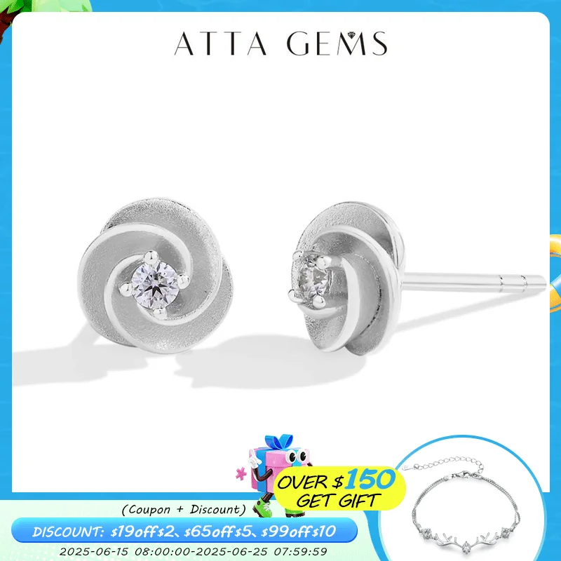 

ATTAGEMS Daily S925 Silver Moissanite Stud Earrings for Women D VVS1 Diamond Flower Shape Engagement Wedding Fine Jewelry Travel