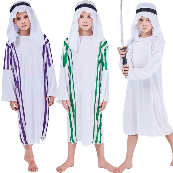 Costume arabo arabo per bambini Costume Medio Oriente Abito Ragazzo Bambino Principe Vestiti Carnevale di Halloween Cosplay Costumi musulmani per bambini