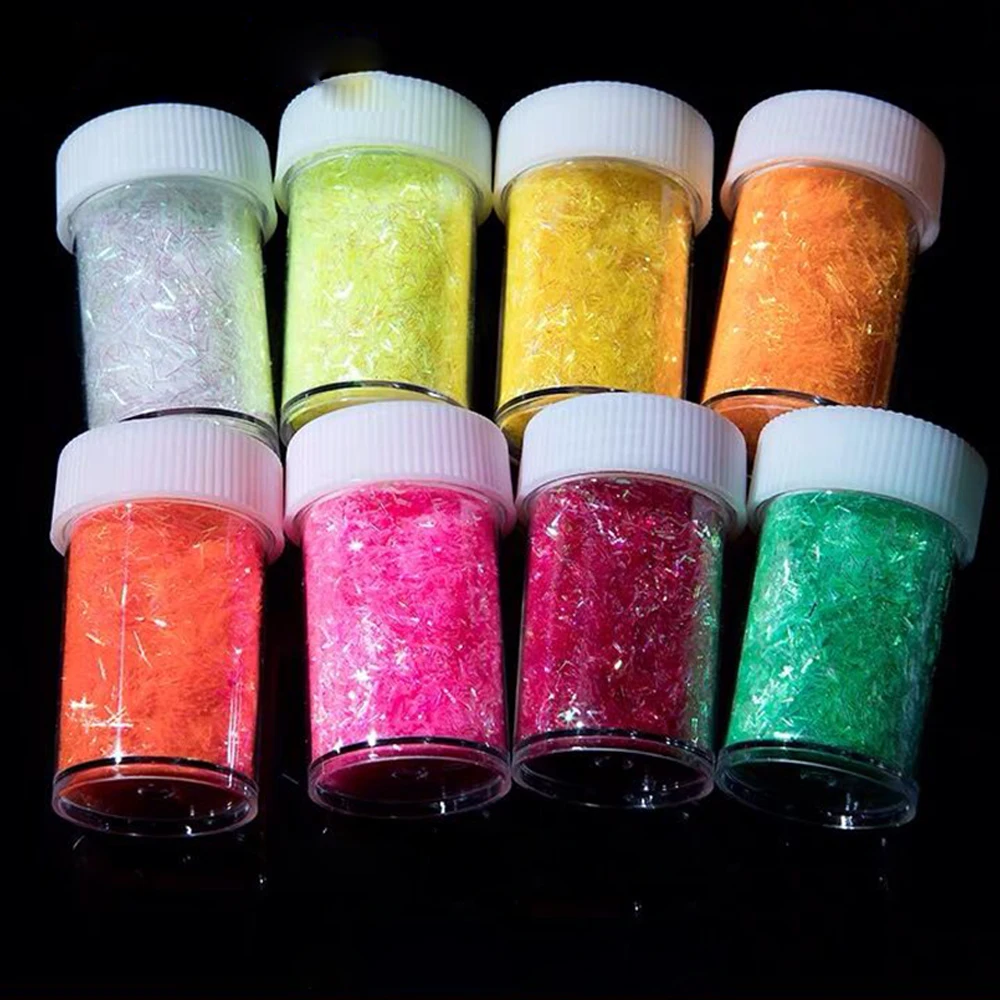 1Jar Tinsel Stripe-Shaped Nail Glitter 0.2*3mm Size Color Holography Glitter Strip 0.3g Short Bar Shapes Decoration For Nail Tip