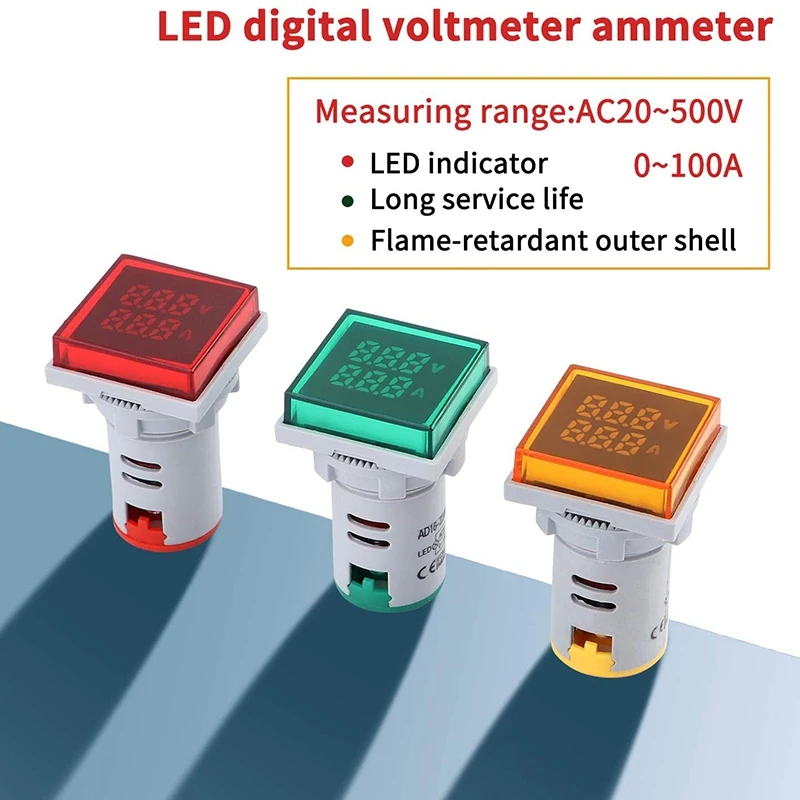 AC Volt Amp Meter, AC 20-500V 0-100A Mini Multimeter LED Dual Display Voltmeter Ammeter Voltage And Current Meter Tester