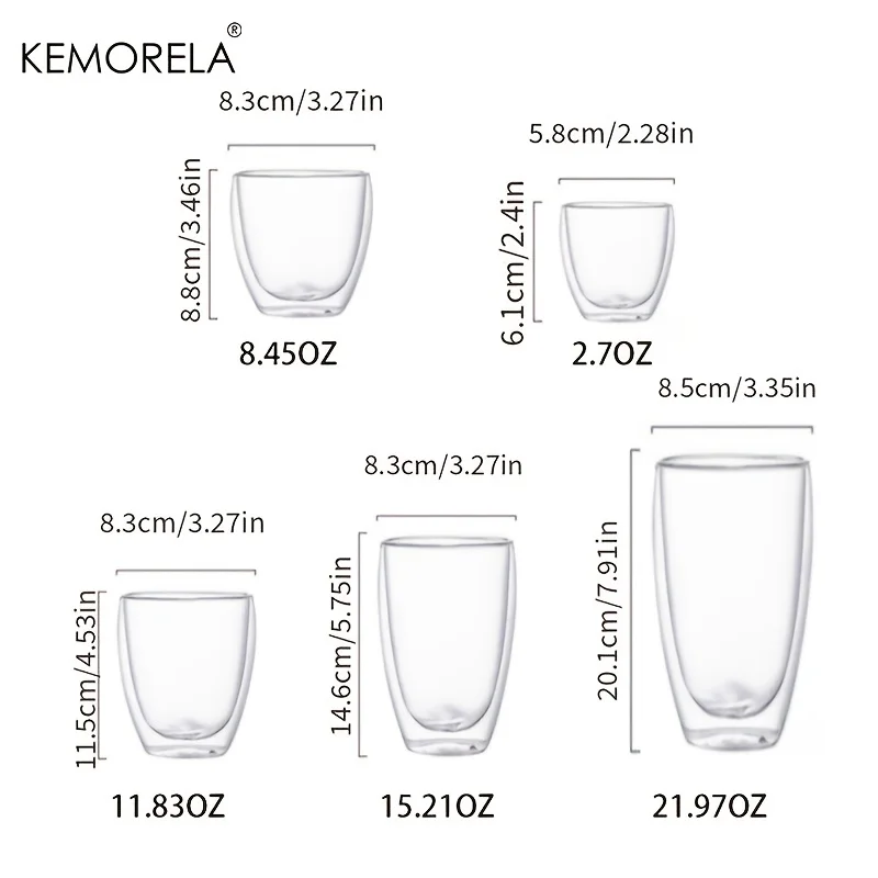 1PCS Heat-Resistant Double Wall Glass Cup Milk Tea Whisky Transparent Beer American Coffee Cup Drinkware Cups Drinking Glasses