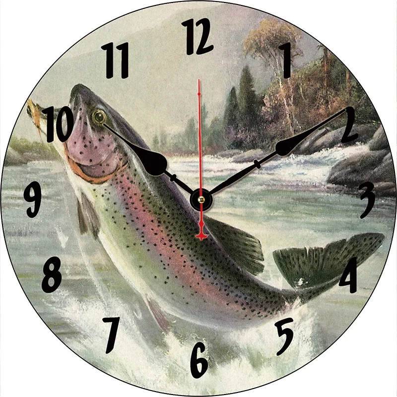 Fish Wall Clock Round Silent Clocks Wall Mounted Carfts Art Decor For Home Bedroom Living Room Office Decoration