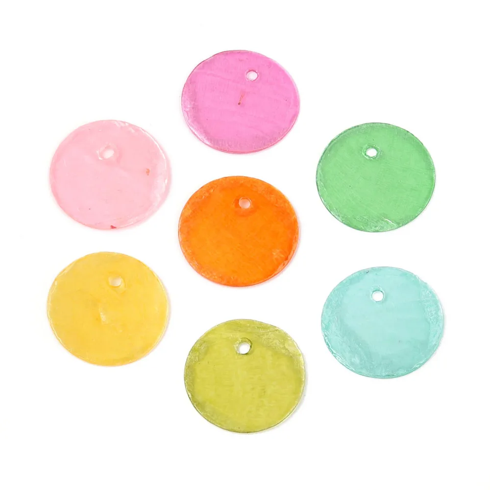 

100Pcs Round Natural Capiz Shell Charms 15mm Painted Disc Pendants for Handmade Jewelry Earrings Bracelet DIY Making Supplies