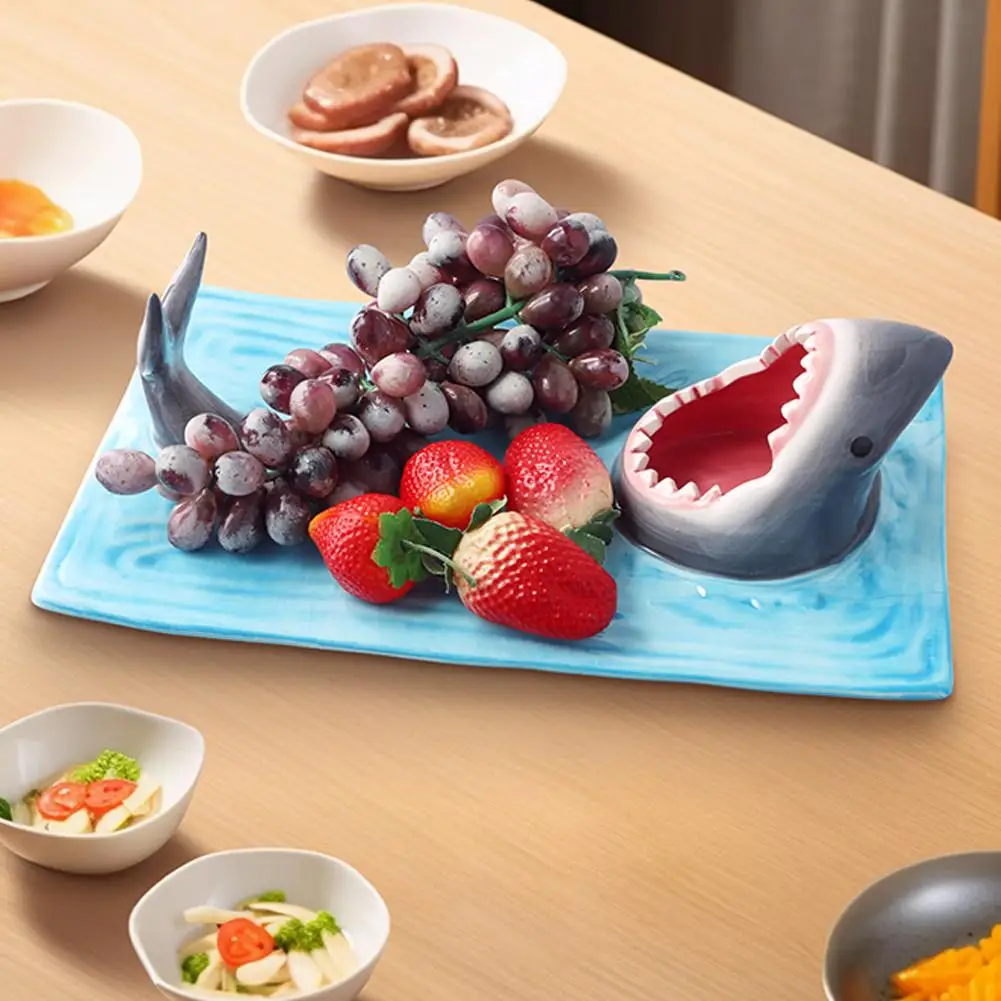 Japanese Internet Celebrity Seaside Shark Ceramic Plate Sushi Plate Beautiful Tableware Dumpling Plate Meal Kitchen Decoration