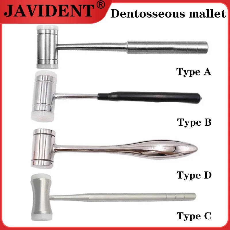 JAVIDENT 1Pcs Dental Mallet Stainless Steel Dental Mallet with Two Ends Nylon Hammer Dental Materials