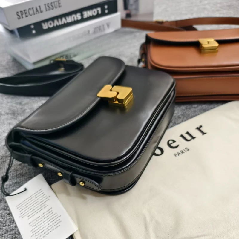 K SOEUR Premium Design Women's Handbag Full-Grain Leather Compact Square Bag Tofu-Shaped Shoulder Bag Crossbody Bag