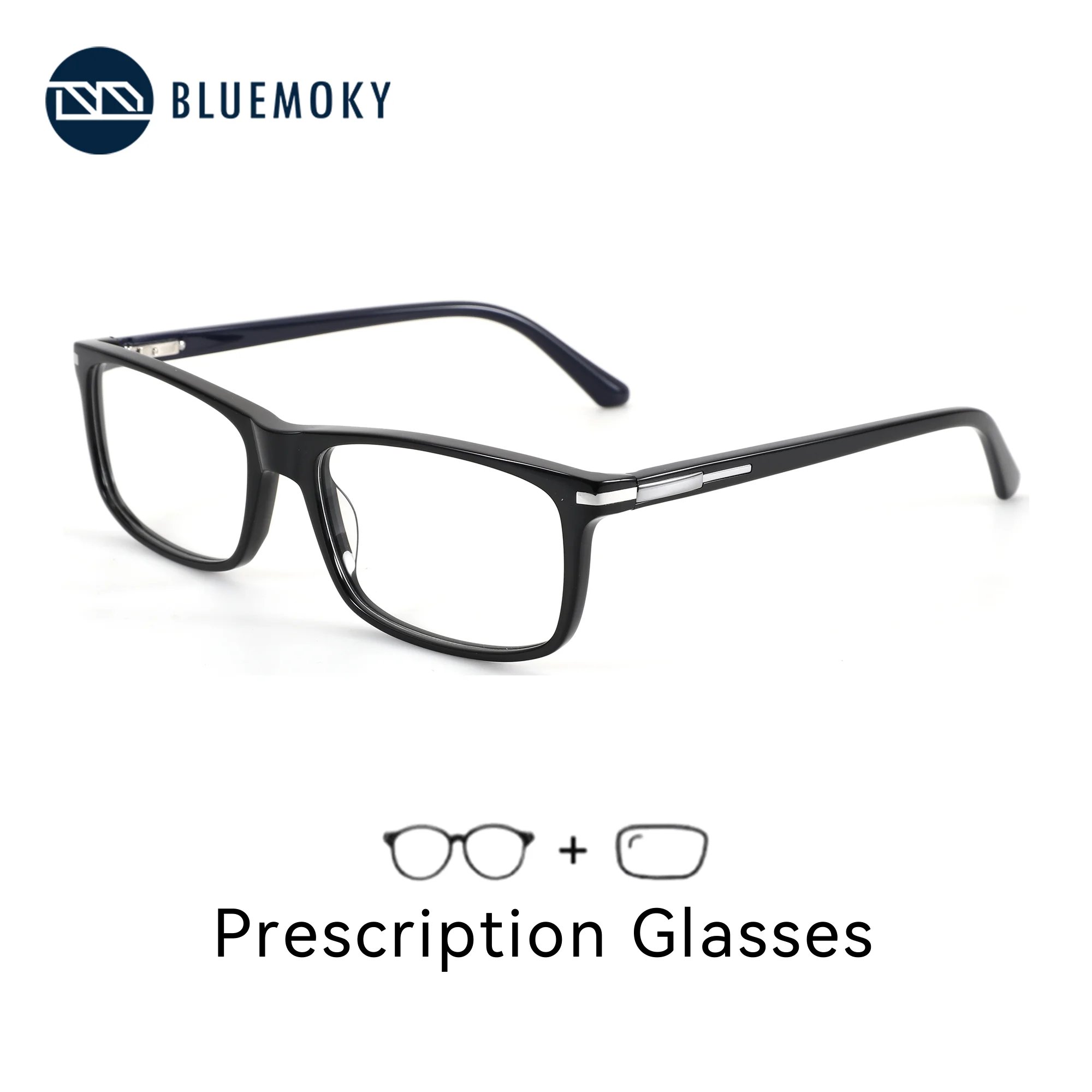 BLUEMOKY L Size Acetate Square Custom  Prescription Glasses For Men Myopia Optical Eyeglasses Progressive Multifocal Lenses