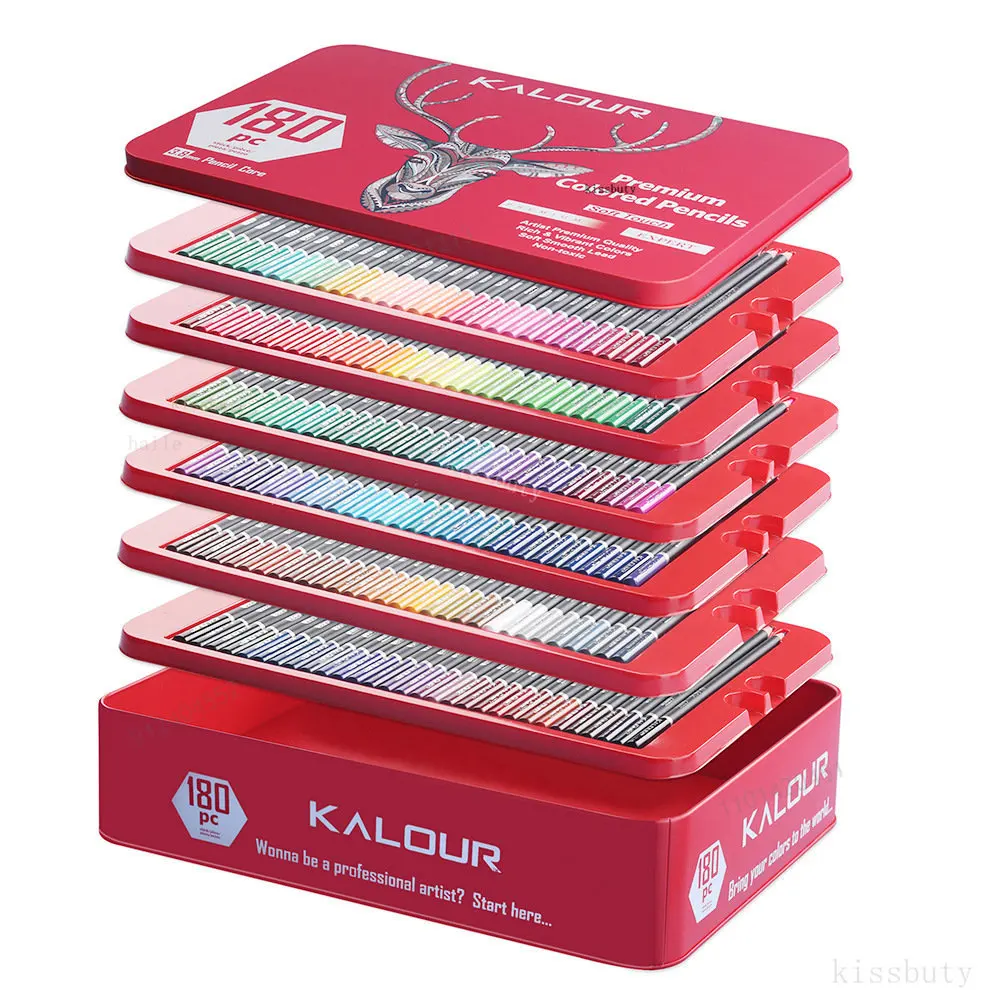 KALOUR 180 色プロフェッショナル色鉛筆セット美術描画非毒性油鉛筆