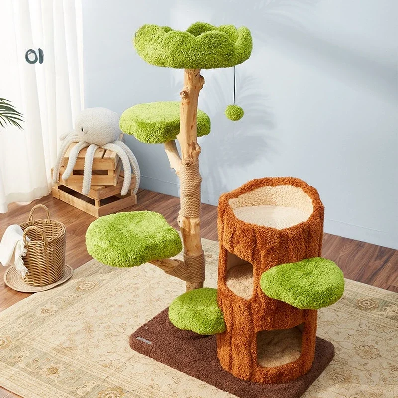 Solid wood cat climbing frame, cat nest Internet celebrity integration, does not occupy the wear-resistant jumping platform