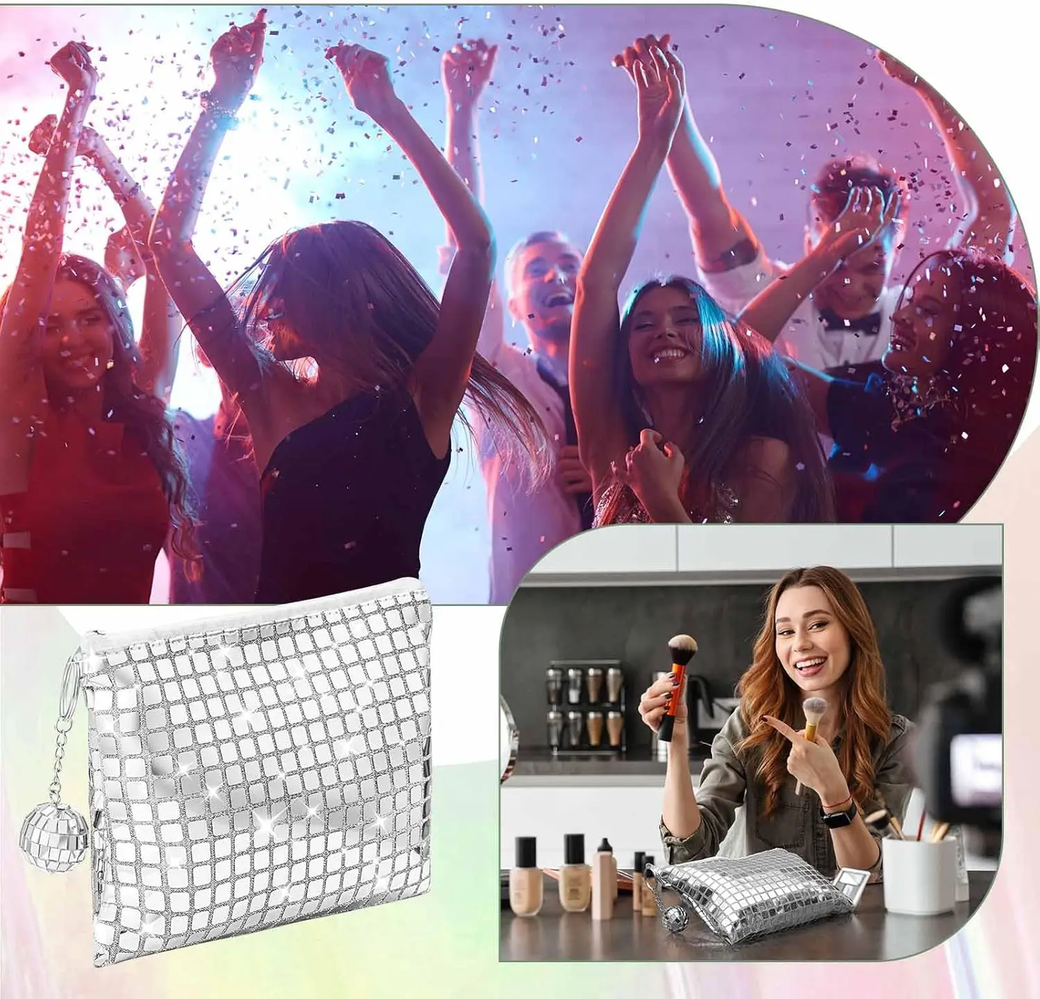 Косметички для дискотеки, костюм для девичника, Нового года, 70-е, 80-е, 90-е Сувениры для диско-вечеринки