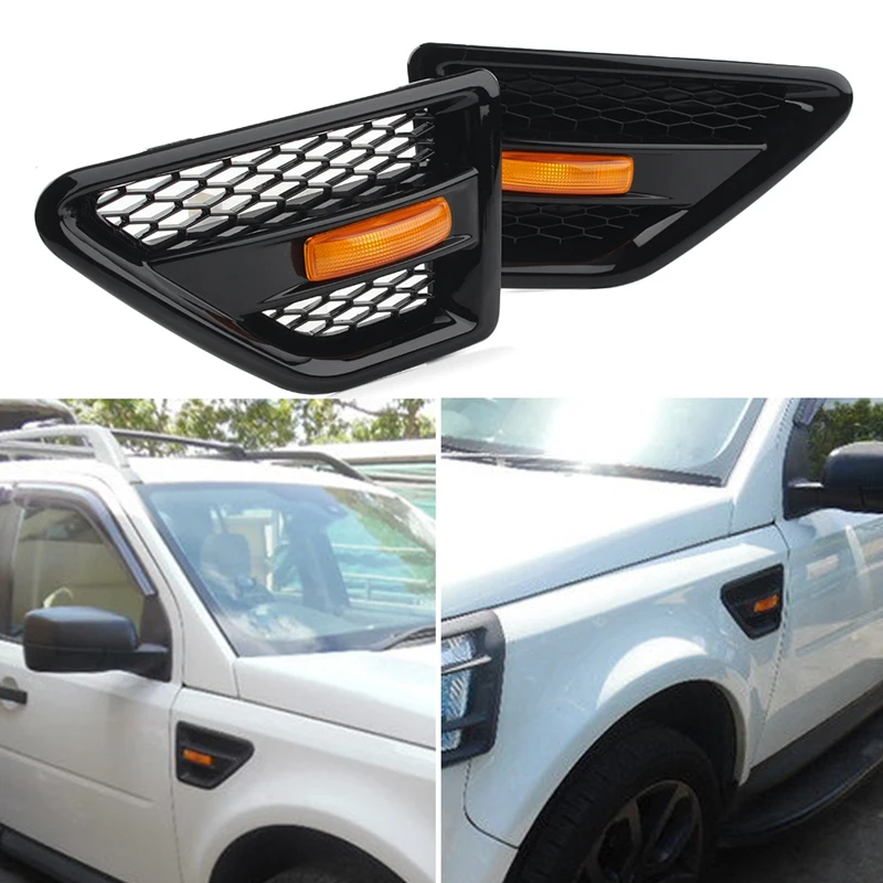 Newdoor Side Vent Mesh Grille With Side Marker Light For Land Rover Freelander 2 LR2 2006-2016