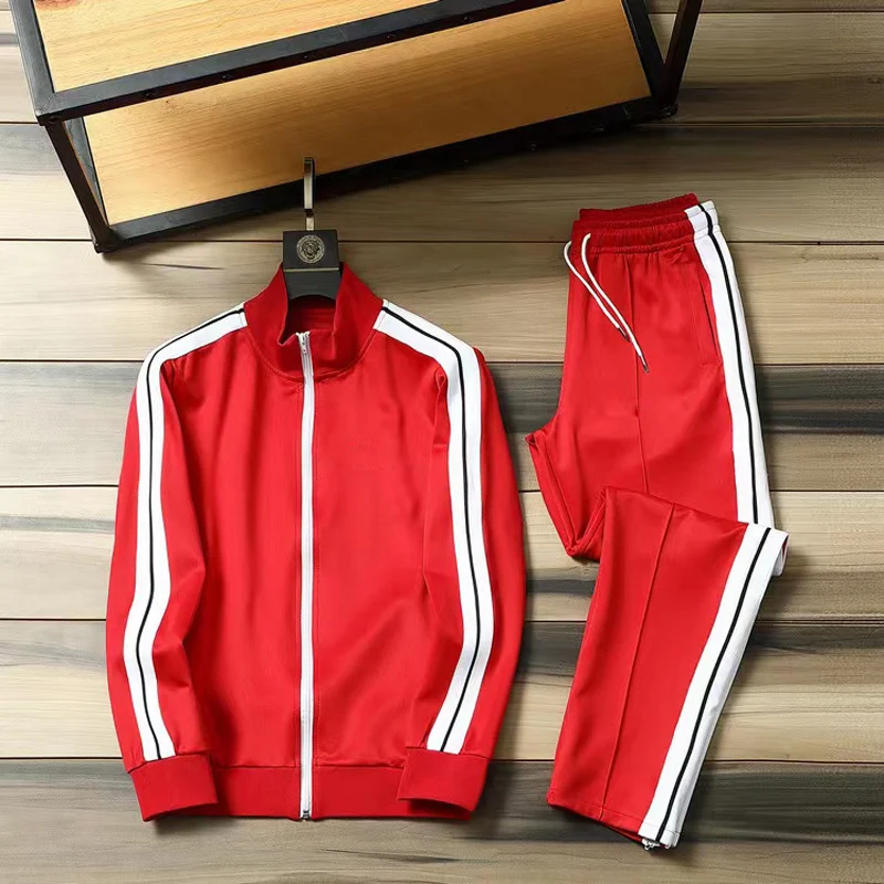 European and American new leisure sports suit men and women high-end fashion space cotton cardigan fashion two-piece large size