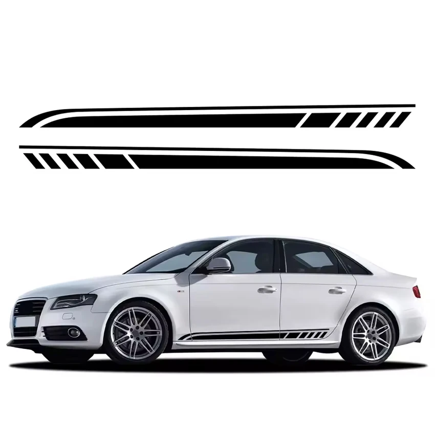 2pcs Sports Racing Strip Stickers Vinyl Decals For Car Body Door Universal For Cars SUVs Trucks Off Roads