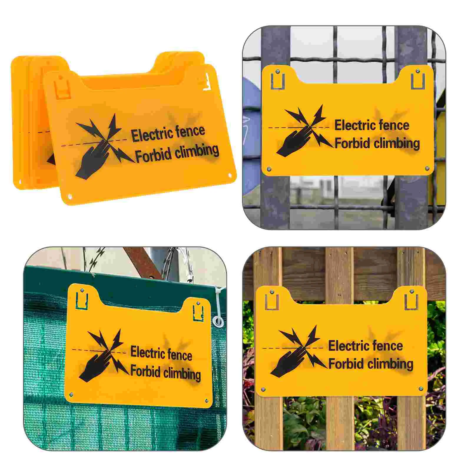 4pcs Farm Electric Fence Signs Electric Fence Safety Labels Electric Fence Precaution Signs for Safety Measures in Agricultural