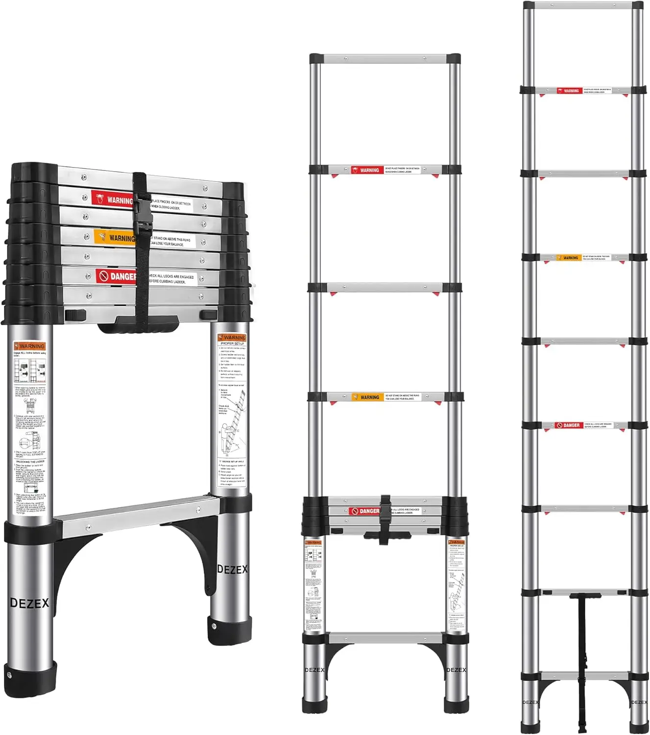 

Телескопическая лестница 8,5 футов из нержавеющей стали - Лестница с механизмом складывания одной кнопкой для дома, автофургона, чердака, долговечная