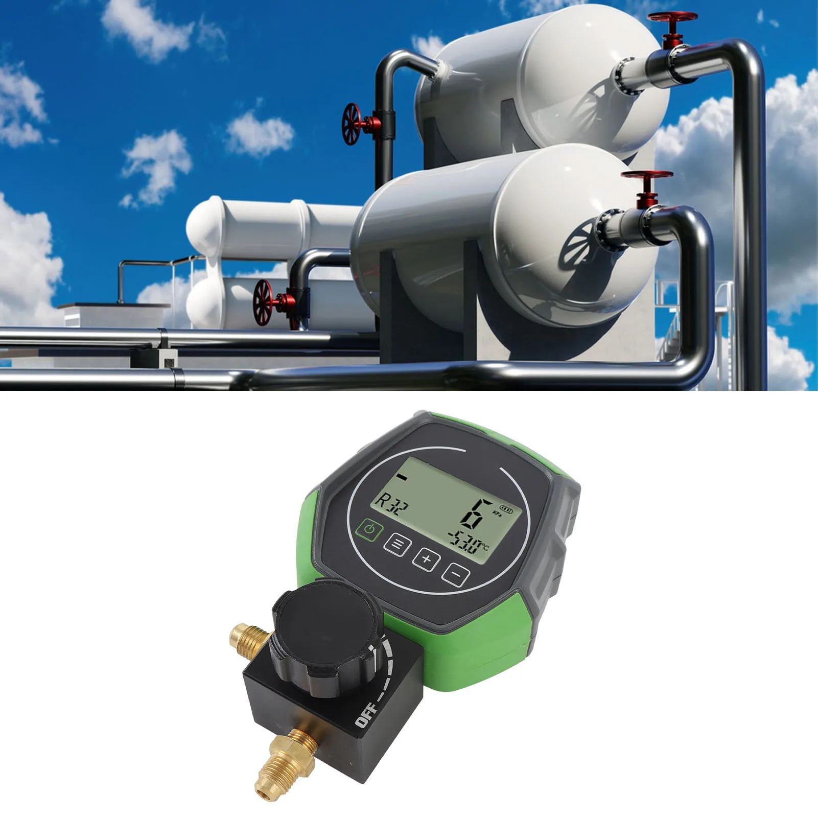 

HVAC Vacuum Gauge Tester 0-6000KPa Range Digital HVAC Gauge High Accuracy Pressure Sensors HD Viewing Window for Installation