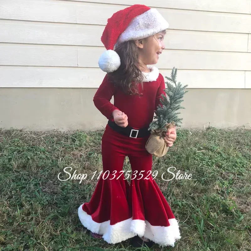 Custom Red Christmas Flower Girl Prom Dresses Children's Jumpsuits Christmas Children's Evening Gowns Special Occasion Dresses