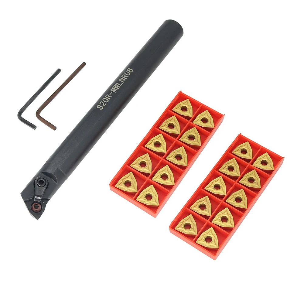 

S20R MWLNR08 Boring Bar Holder Kit Featuring Two Tools and Twenty Long Lasting Carbide Inserts for Precision Work