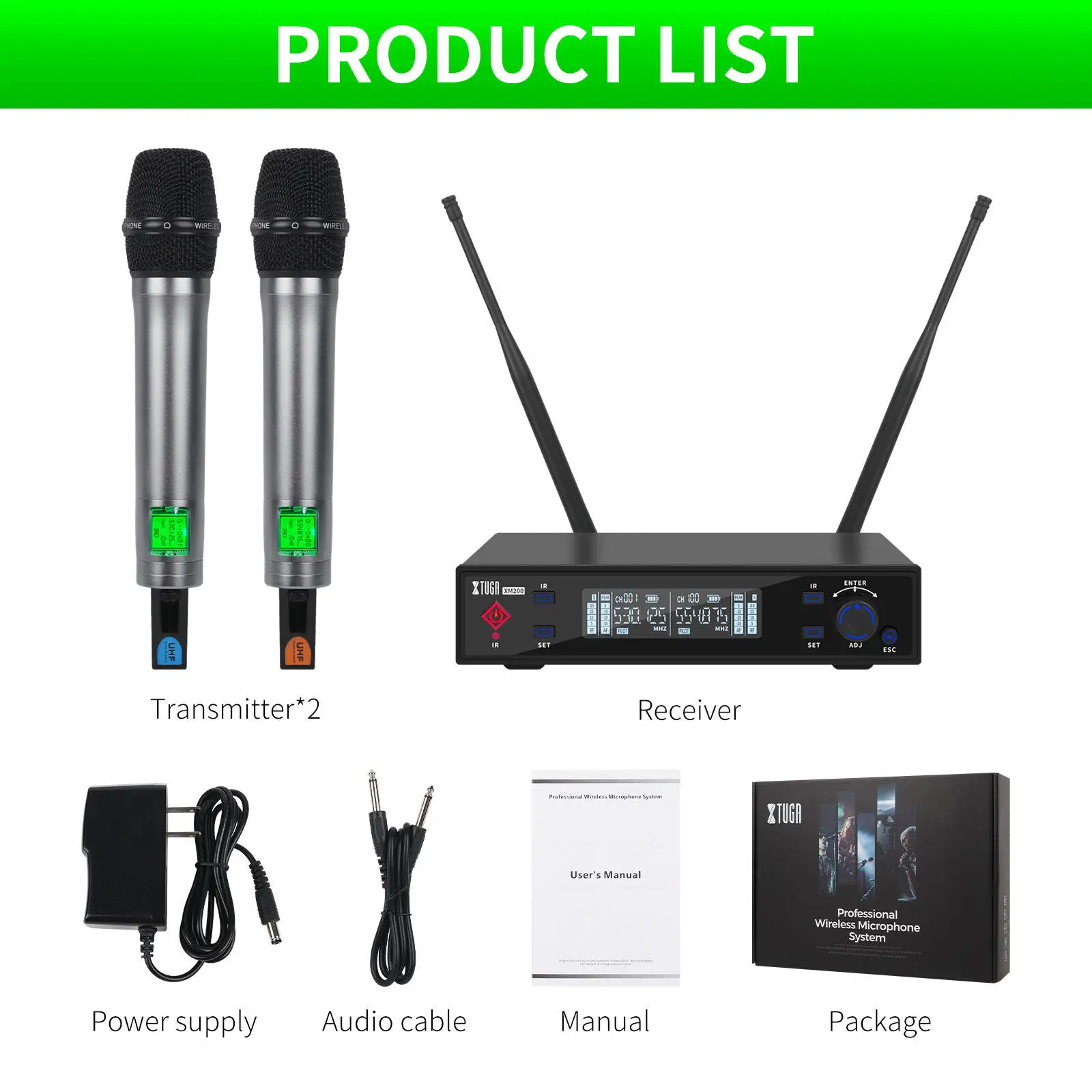 Cross-border drag two dual-mode U-segment dual-channel professional infrared frequency matching microphone metal handheld